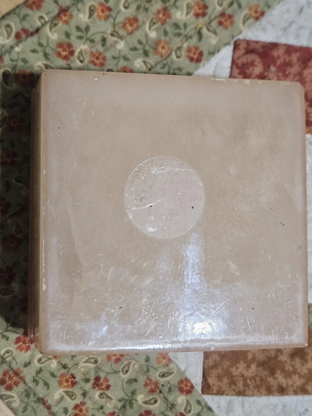 Vintage, Hand-carved Italian Alabaster Trinket Box featuring a Painted Pink Rose